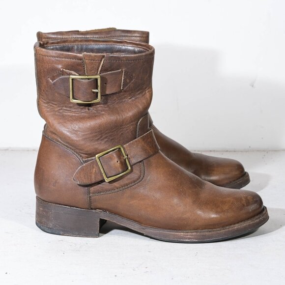 Frye 3474601 Vicky Engineer Ankle Boots in Brown - 9 - Picture 2 of 7